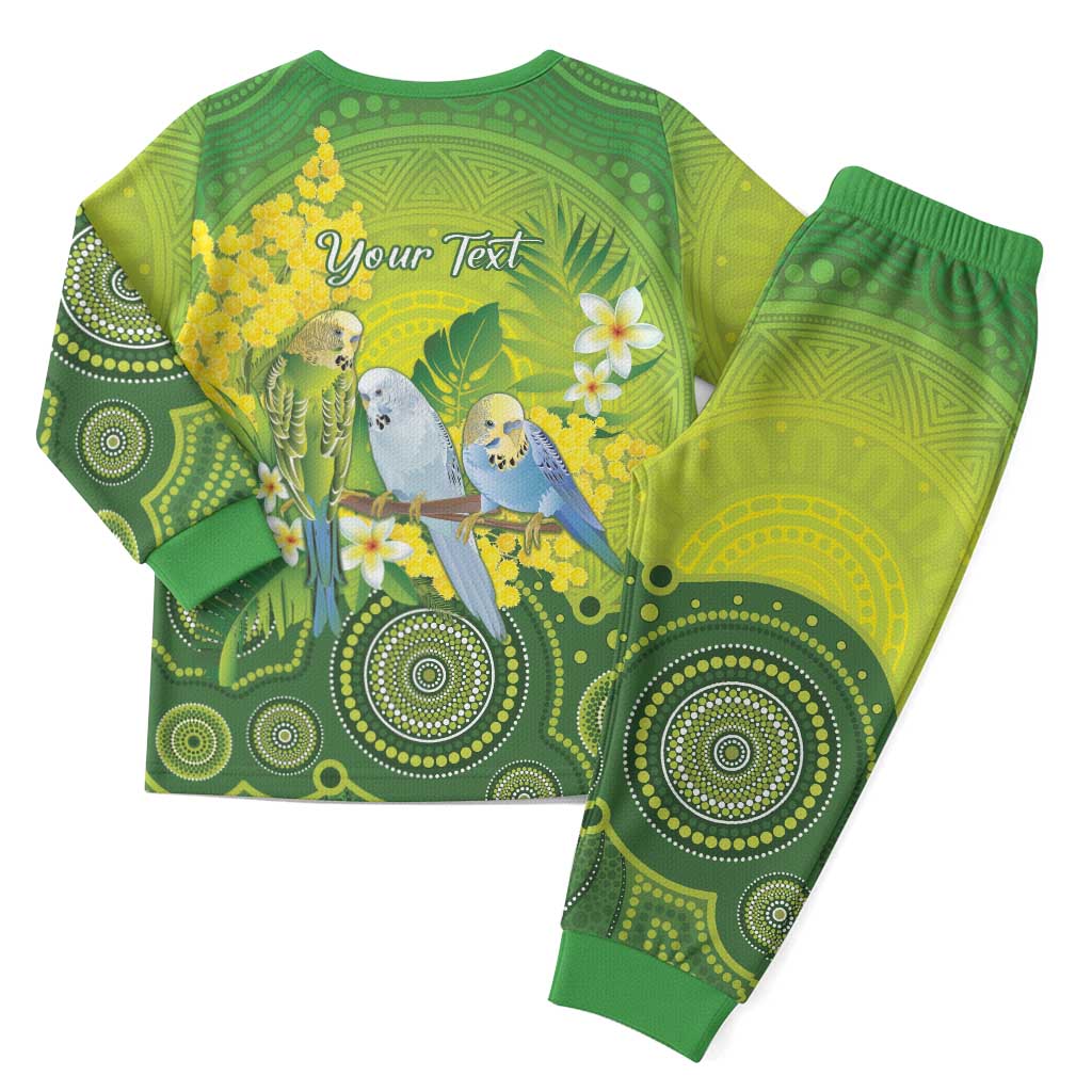 Personalised Budgerigar Australia and Golden Wattle Christmas Pajama Set Budgie Aboriginal Art - Aussie Hoodie