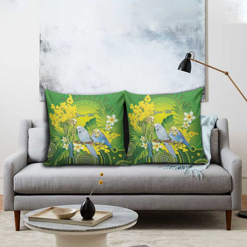Personalised Budgerigar Australia and Golden Wattle Pillow Cover Budgie Aboriginal Art - Aussie Hoodie