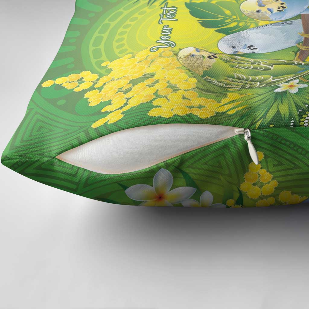 Personalised Budgerigar Australia and Golden Wattle Pillow Cover Budgie Aboriginal Art - Aussie Hoodie