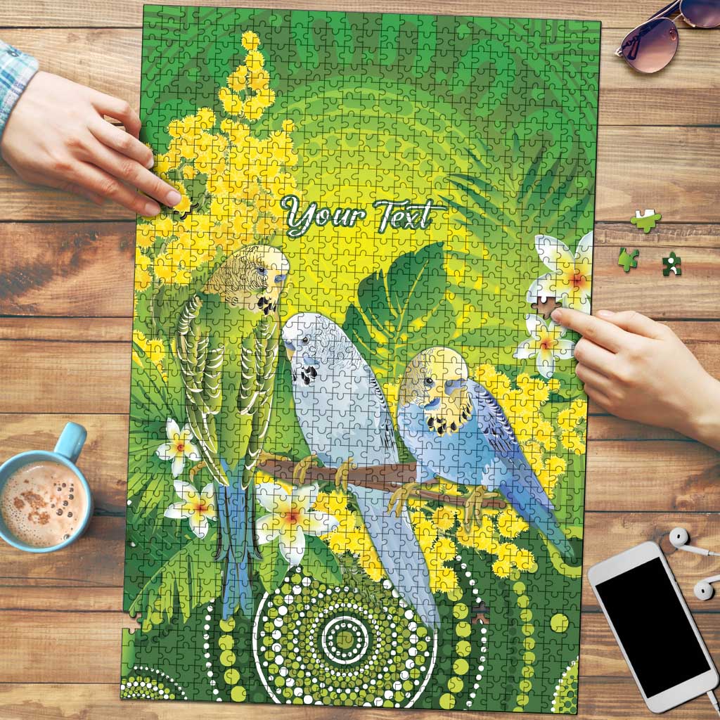 Personalised Budgerigar Australia and Golden Wattle Puzzle Budgie Aboriginal Art - Aussie Hoodie
