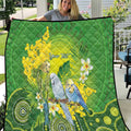 Personalised Budgerigar Australia and Golden Wattle Quilt Budgie Aboriginal Art