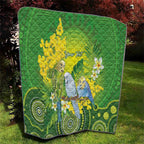 Personalised Budgerigar Australia and Golden Wattle Quilt Budgie Aboriginal Art
