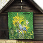 Personalised Budgerigar Australia and Golden Wattle Quilt Budgie Aboriginal Art