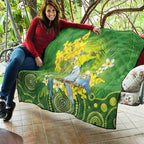 Personalised Budgerigar Australia and Golden Wattle Quilt Budgie Aboriginal Art