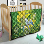 Personalised Budgerigar Australia and Golden Wattle Quilt Budgie Aboriginal Art