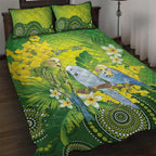 Personalised Budgerigar Australia and Golden Wattle Quilt Bed Set Budgie Aboriginal Art