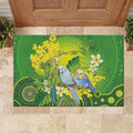 Personalised Budgerigar Australia and Golden Wattle Rubber Doormat Budgie Aboriginal Art