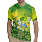 Personalised Budgerigar Australia and Golden Wattle Rugby Jersey Budgie Aboriginal Art