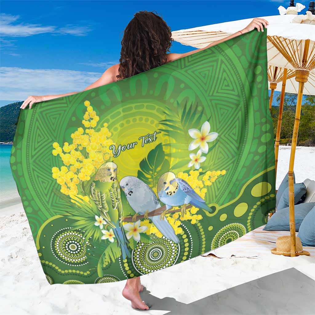 Personalised Budgerigar Australia and Golden Wattle Sarong Budgie Aboriginal Art