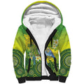 Personalised Budgerigar Australia and Golden Wattle Sherpa Hoodie Budgie Aboriginal Art