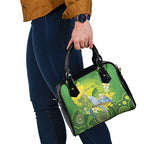 Personalised Budgerigar Australia and Golden Wattle Shoulder Handbag Budgie Aboriginal Art
