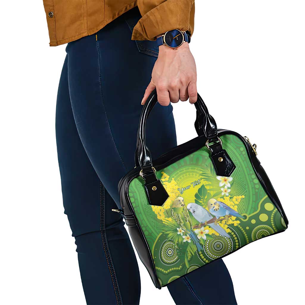 Personalised Budgerigar Australia and Golden Wattle Shoulder Handbag Budgie Aboriginal Art