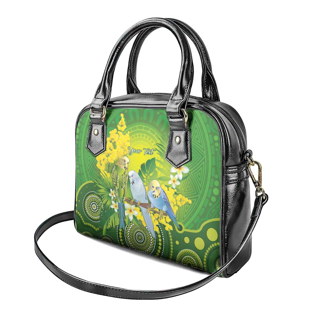 Personalised Budgerigar Australia and Golden Wattle Shoulder Handbag Budgie Aboriginal Art