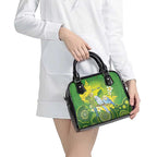 Personalised Budgerigar Australia and Golden Wattle Shoulder Handbag Budgie Aboriginal Art