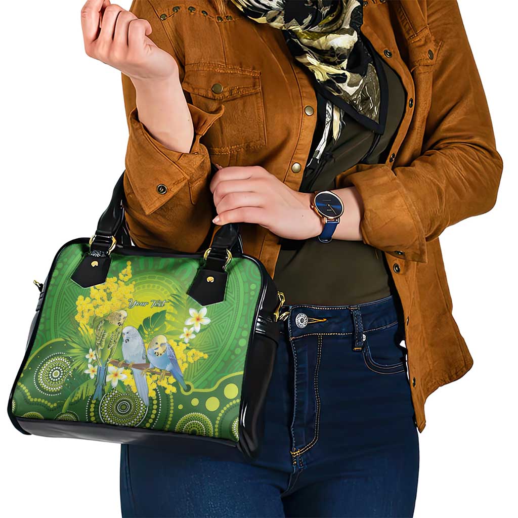 Personalised Budgerigar Australia and Golden Wattle Shoulder Handbag Budgie Aboriginal Art