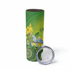 Personalised Budgerigar Australia and Golden Wattle Skinny Tumbler Budgie Aboriginal Art