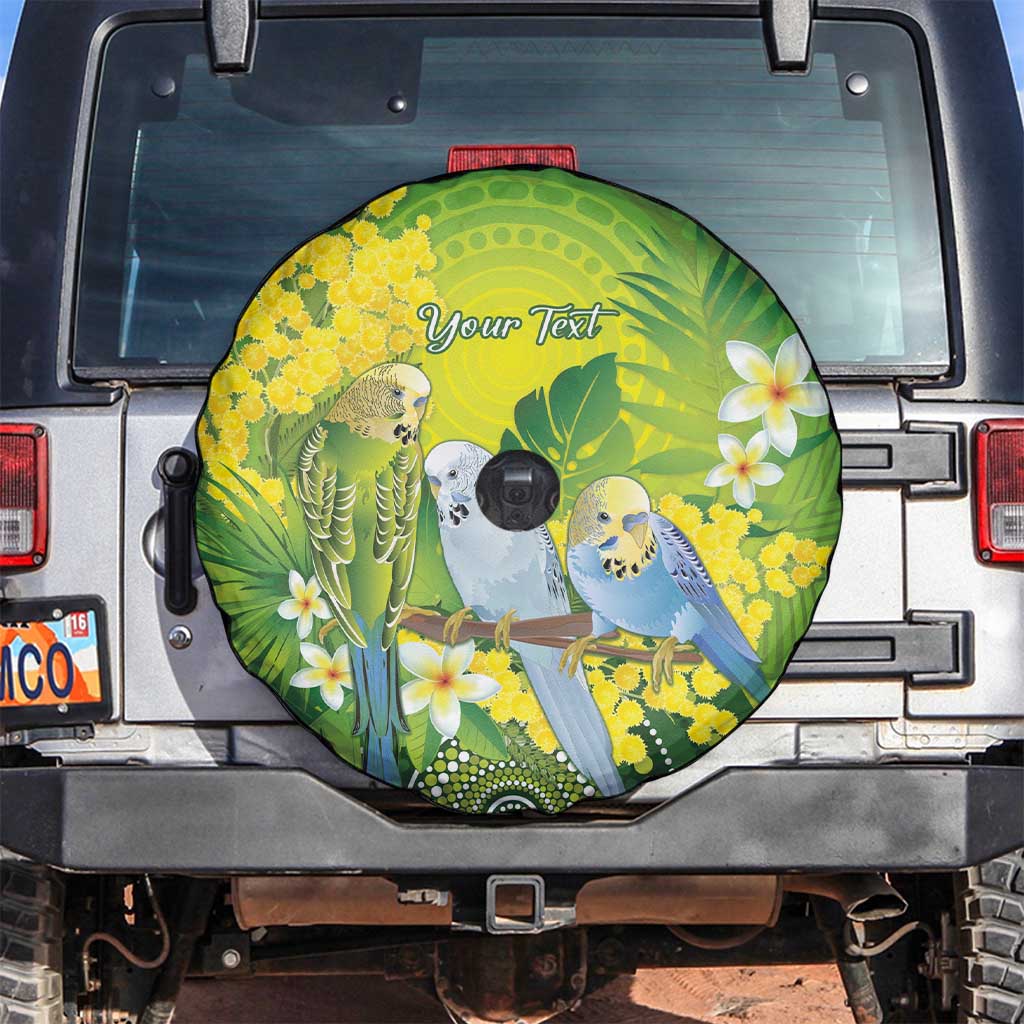 Personalised Budgerigar Australia and Golden Wattle Spare Tire Cover Budgie Aboriginal Art