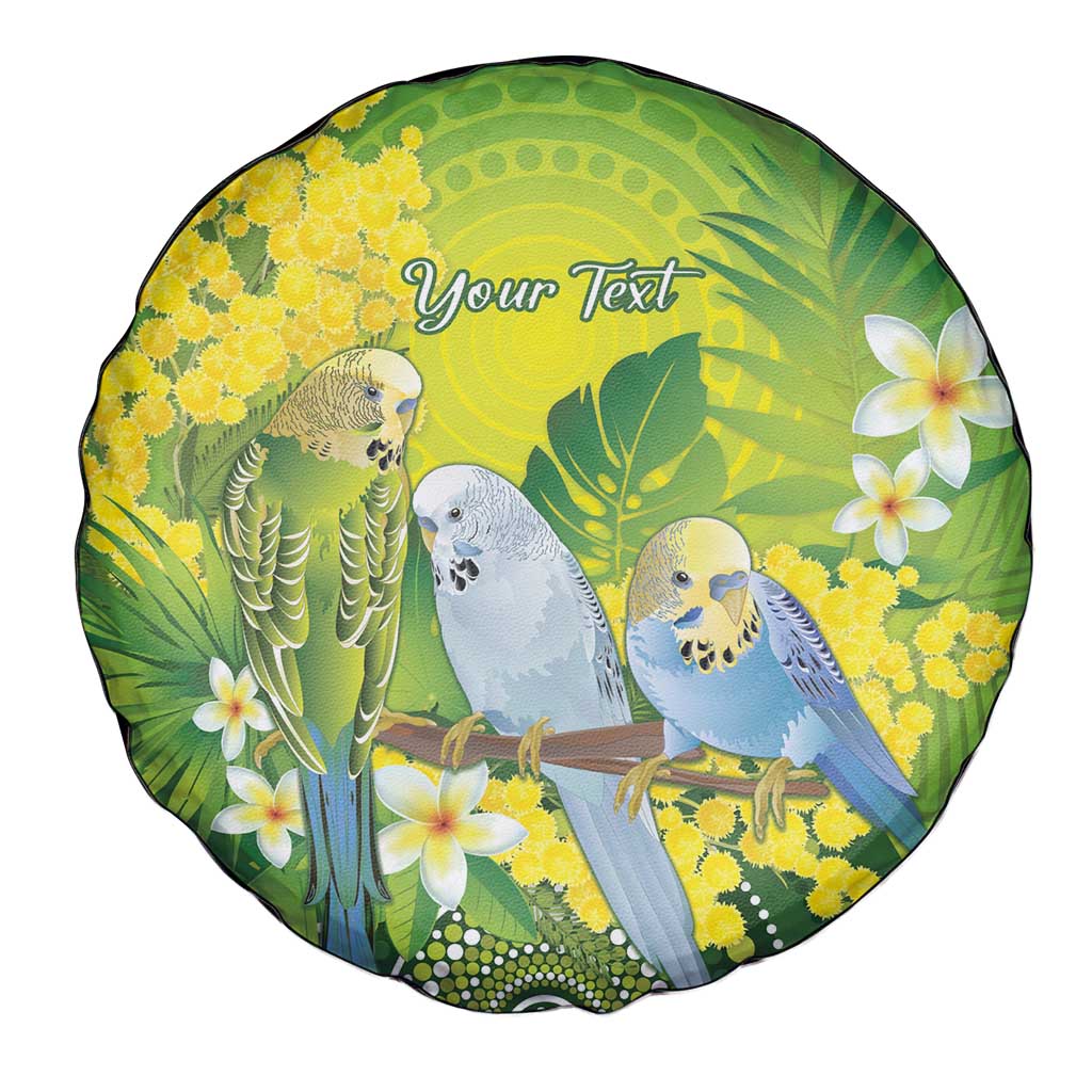 Personalised Budgerigar Australia and Golden Wattle Spare Tire Cover Budgie Aboriginal Art