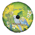 Personalised Budgerigar Australia and Golden Wattle Spare Tire Cover Budgie Aboriginal Art