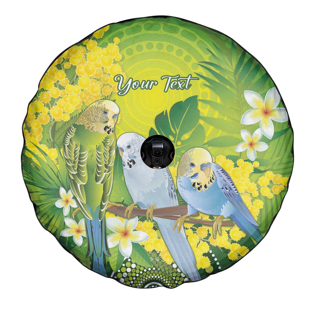 Personalised Budgerigar Australia and Golden Wattle Spare Tire Cover Budgie Aboriginal Art