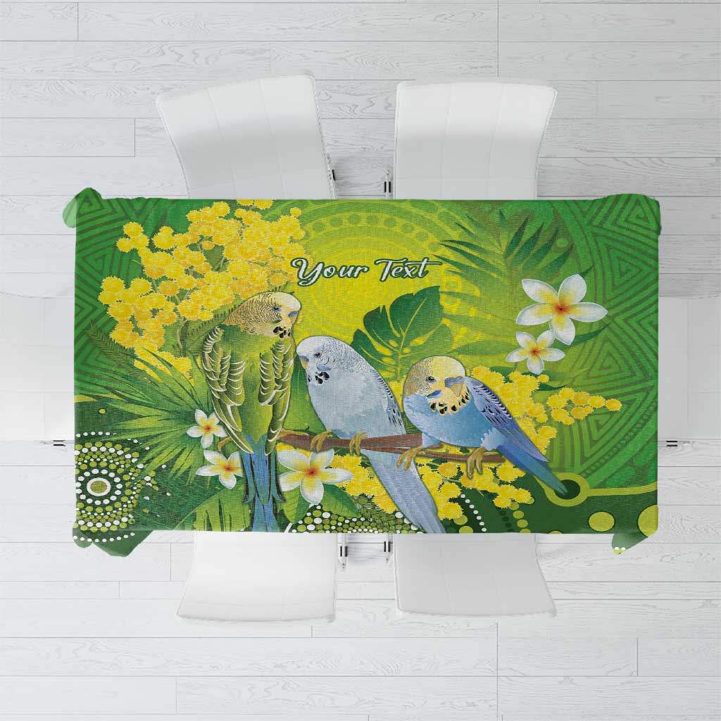 Personalised Budgerigar Australia and Golden Wattle Tablecloth Budgie Aboriginal Art