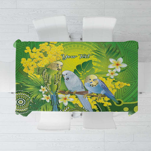 Personalised Budgerigar Australia and Golden Wattle Tablecloth Budgie Aboriginal Art