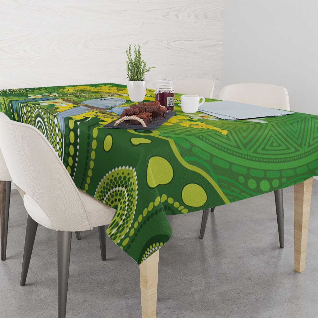 Personalised Budgerigar Australia and Golden Wattle Tablecloth Budgie Aboriginal Art