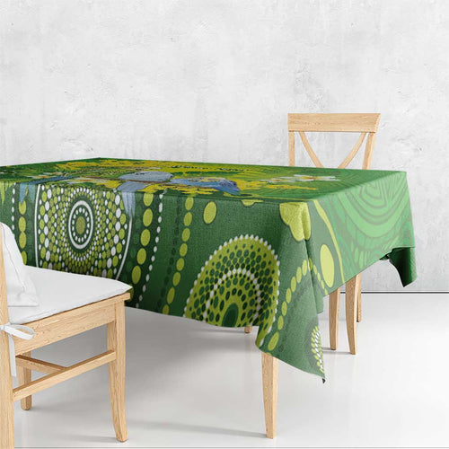 Personalised Budgerigar Australia and Golden Wattle Tablecloth Budgie Aboriginal Art