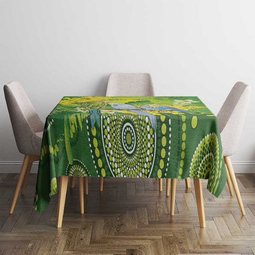 Personalised Budgerigar Australia and Golden Wattle Tablecloth Budgie Aboriginal Art