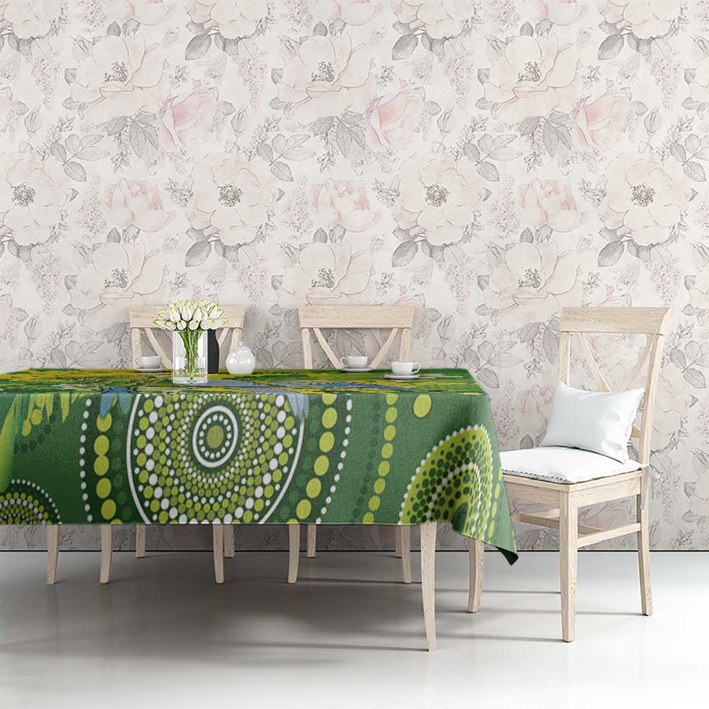 Personalised Budgerigar Australia and Golden Wattle Tablecloth Budgie Aboriginal Art