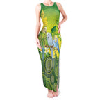 Personalised Budgerigar Australia and Golden Wattle Tank Maxi Dress Budgie Aboriginal Art