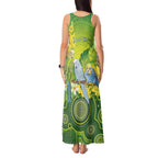 Personalised Budgerigar Australia and Golden Wattle Tank Maxi Dress Budgie Aboriginal Art