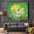 Personalised Budgerigar Australia and Golden Wattle Tapestry Budgie Aboriginal Art
