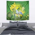 Personalised Budgerigar Australia and Golden Wattle Tapestry Budgie Aboriginal Art