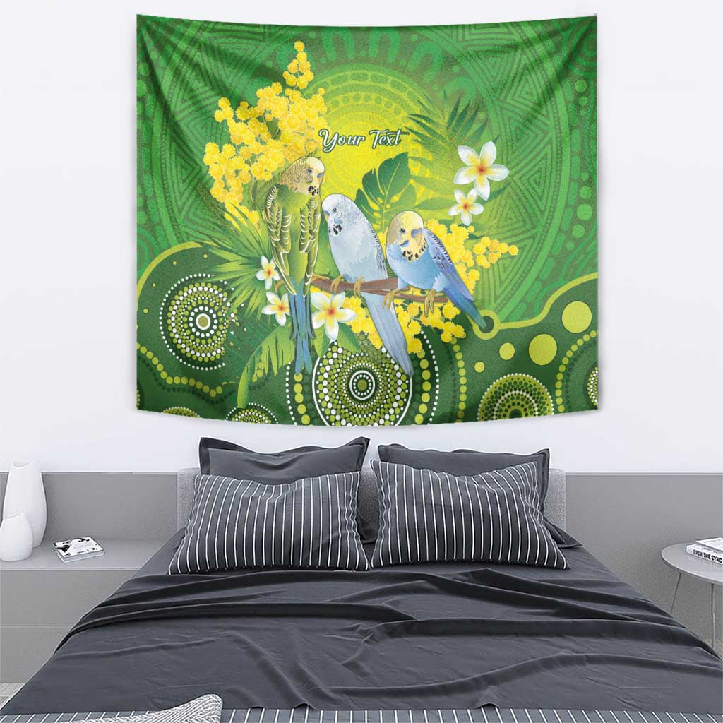 Personalised Budgerigar Australia and Golden Wattle Tapestry Budgie Aboriginal Art