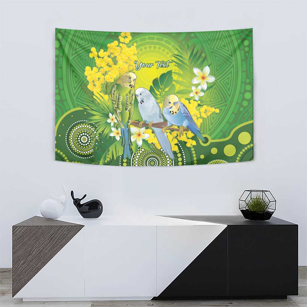 Personalised Budgerigar Australia and Golden Wattle Tapestry Budgie Aboriginal Art