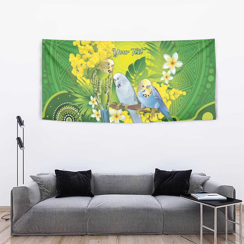 Personalised Budgerigar Australia and Golden Wattle Tapestry Budgie Aboriginal Art