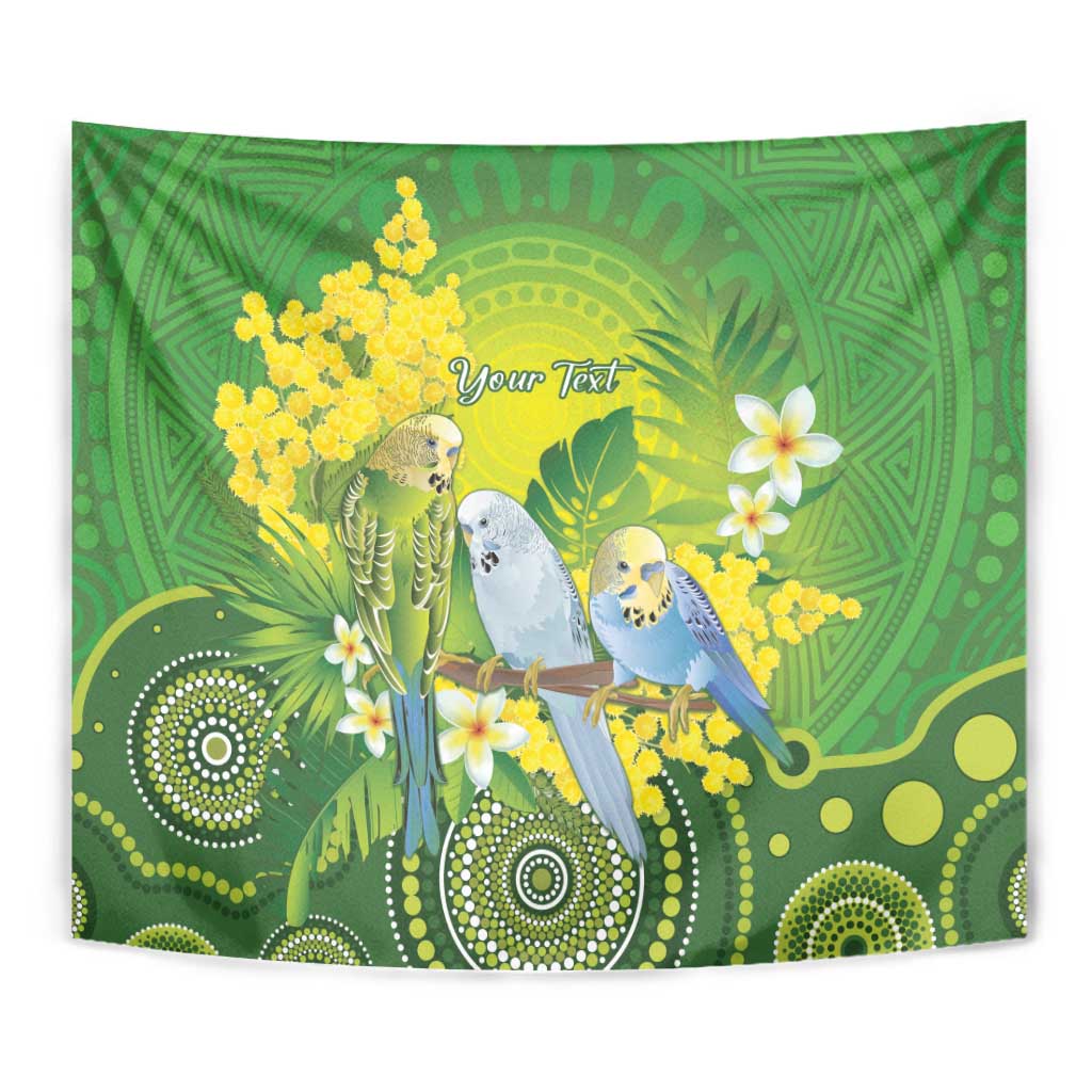 Personalised Budgerigar Australia and Golden Wattle Tapestry Budgie Aboriginal Art