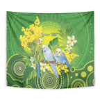 Personalised Budgerigar Australia and Golden Wattle Tapestry Budgie Aboriginal Art