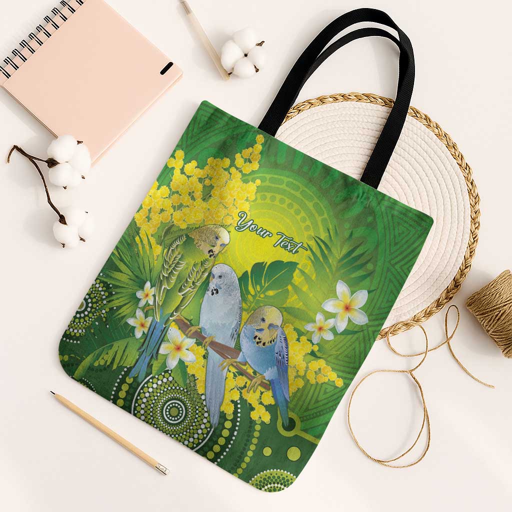 Personalised Budgerigar Australia and Golden Wattle Tote Bag Budgie Aboriginal Art - Aussie Hoodie