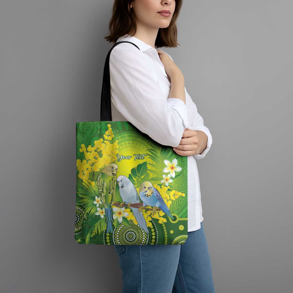 Personalised Budgerigar Australia and Golden Wattle Tote Bag Budgie Aboriginal Art - Aussie Hoodie