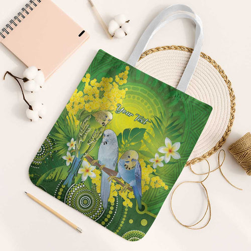 Personalised Budgerigar Australia and Golden Wattle Tote Bag Budgie Aboriginal Art - Aussie Hoodie