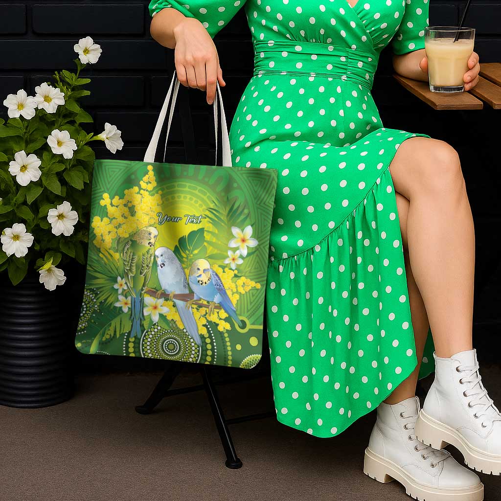 Personalised Budgerigar Australia and Golden Wattle Tote Bag Budgie Aboriginal Art - Aussie Hoodie