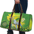 Personalised Budgerigar Australia and Golden Wattle Travel Bag Budgie Aboriginal Art - Aussie Hoodie
