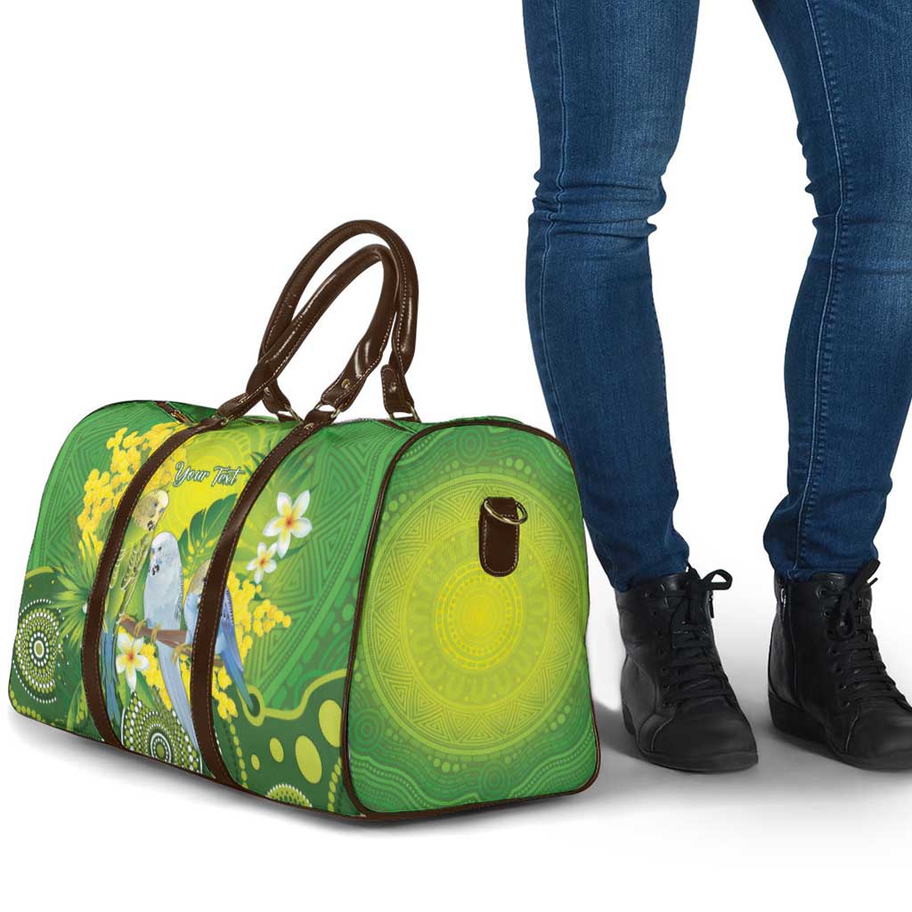 Personalised Budgerigar Australia and Golden Wattle Travel Bag Budgie Aboriginal Art - Aussie Hoodie