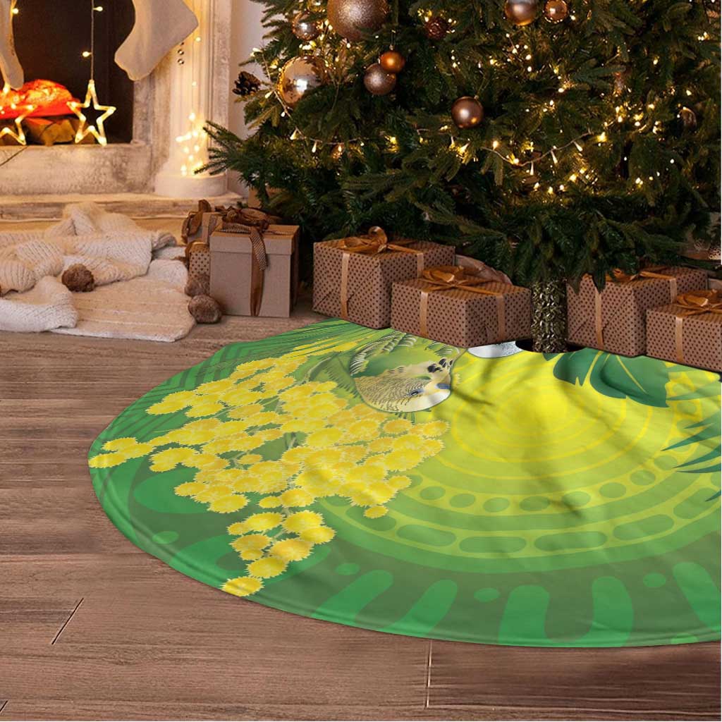 Budgerigar Australia and Golden Wattle Tree Skirt Budgie Aboriginal Art - Aussie Hoodie
