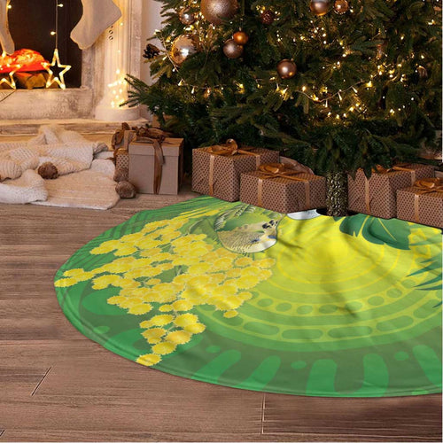 Budgerigar Australia and Golden Wattle Tree Skirt Budgie Aboriginal Art - Aussie Hoodie