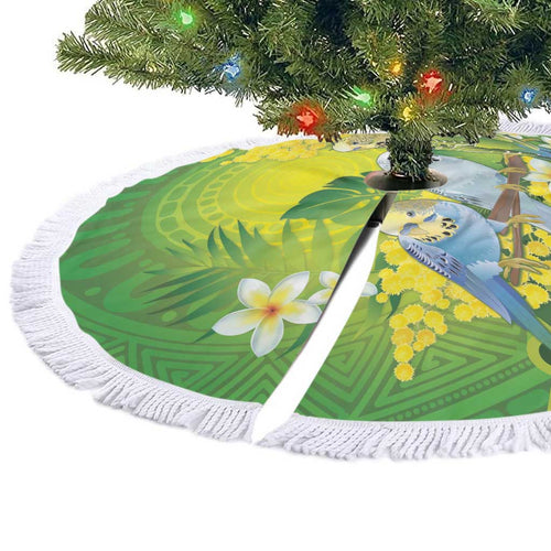 Budgerigar Australia and Golden Wattle Tree Skirt Budgie Aboriginal Art - Aussie Hoodie