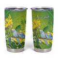 Personalised Budgerigar Australia and Golden Wattle Tumbler Cup Budgie Aboriginal Art