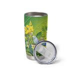 Personalised Budgerigar Australia and Golden Wattle Tumbler Cup Budgie Aboriginal Art